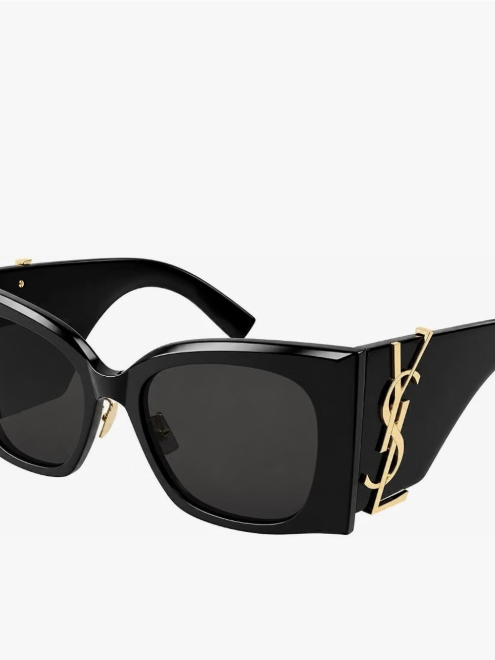 Saint Laurent Black Cat-Eye Sunglasses with Gold Logo Accent